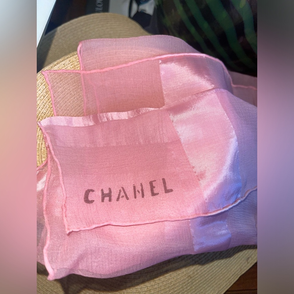 CHANEL Light Pink Sheer Scarf